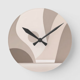Reloj Redondo Mediano Formas abstractas orgánicas beige minimalistas