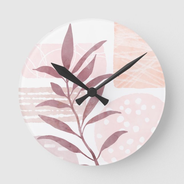 Reloj Redondo Mediano Formas de acuarela de cálculo abstracto (Anverso)