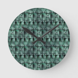 Reloj Redondo Mediano Formas rectangulares en verde oscuro y manchado