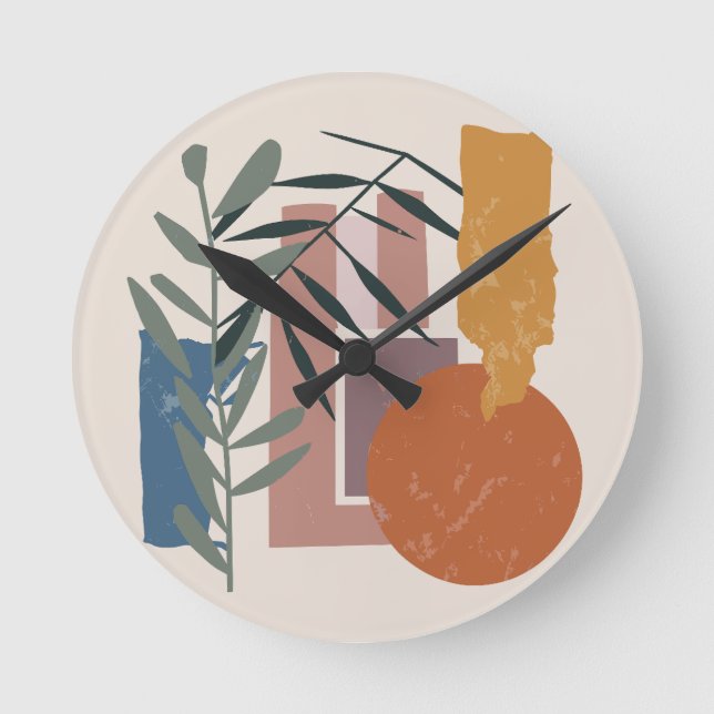 Reloj Redondo Mediano Formas Y Palabras Ahumadas (Anverso)