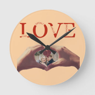 Reloj Redondo Mediano Foto con acrónimo de AMOR personalizado