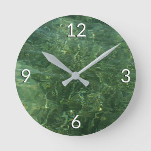 Reloj Redondo Mediano Foto de Agua sobre hierba marina II (Azul y Verde)
