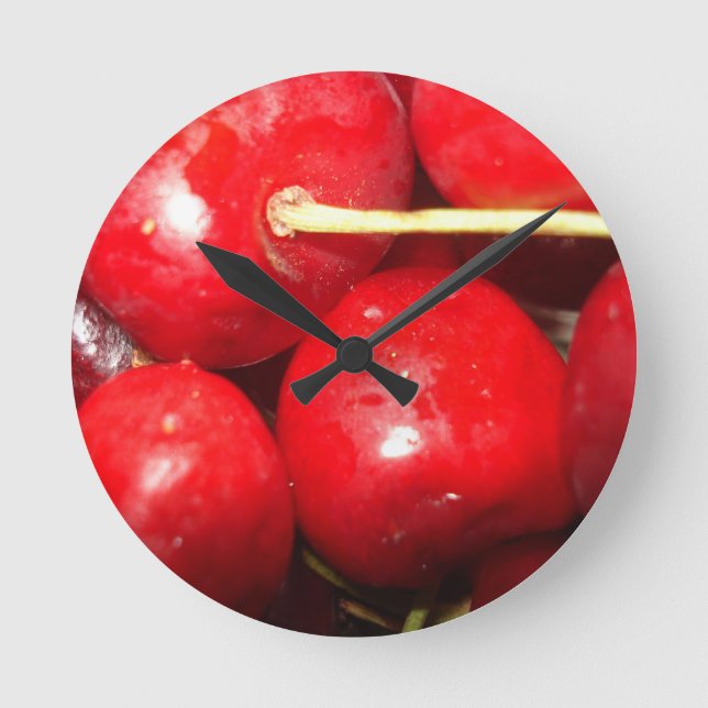 Reloj Redondo Mediano Foto de arte de cerezas (Anverso)