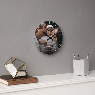 Reloj Redondo Mediano Foto de bebé de familia personalizada moderna