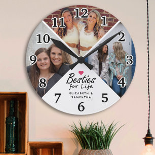 Reloj Redondo Mediano Foto De Bestis For Life Modern Pink Heart Friends