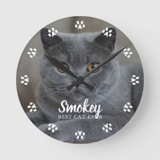 Reloj Redondo Mediano Foto de gato personalizada