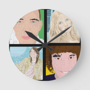 Reloj Redondo Mediano Foto de Instagram 4 personalizada alrededor del
