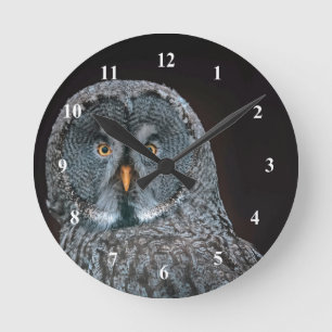 Reloj Redondo Mediano Foto de Lechuza Gris Grande