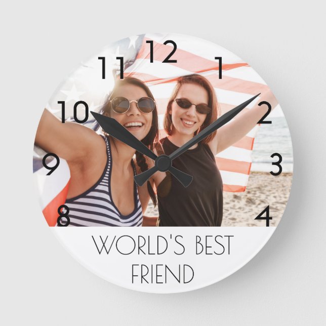 Reloj Redondo Mediano Foto de los mejores amigos (Anverso)