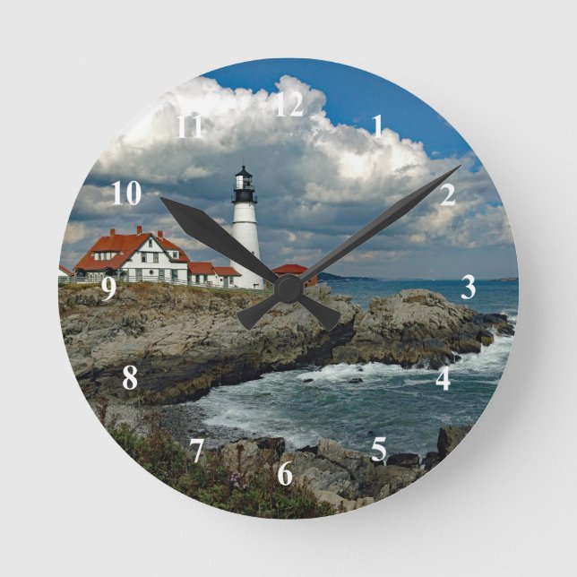Reloj Redondo Mediano Foto de Maine Portland Head Lighthouse (Anverso)