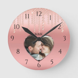 Reloj Redondo Mediano Foto de Oro Rosa