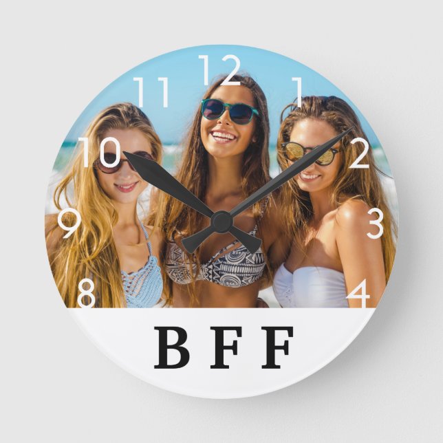Reloj Redondo Mediano Foto de personalizado de los mejores amigos de BFF (Anverso)