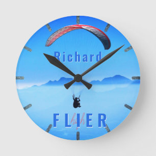 Reloj Redondo Mediano Foto de vuelo personalizada de Paraglider