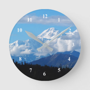 Reloj Redondo Mediano Foto del paisaje montañoso de Alaska Denali