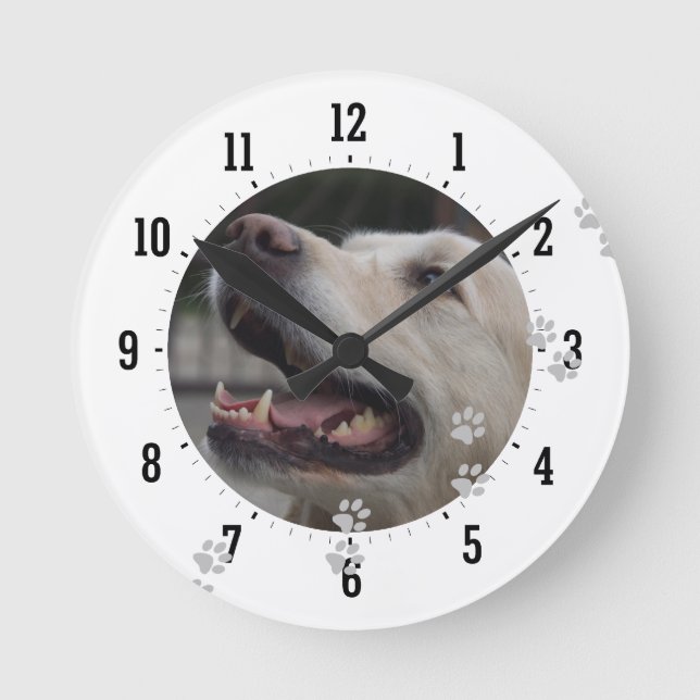 Reloj Redondo Mediano Foto del perro (Anverso)