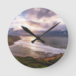 Reloj Redondo Mediano Foto impresión del paisaje costero del océano con 
