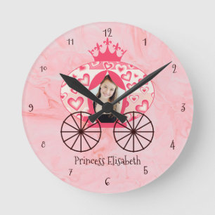 Reloj Redondo Mediano Foto personalizada de carruaje de princesa real