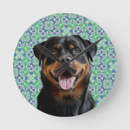 Reloj Redondo Mediano Foto Personalizada Mascota Perro Patrón Mandala Ve