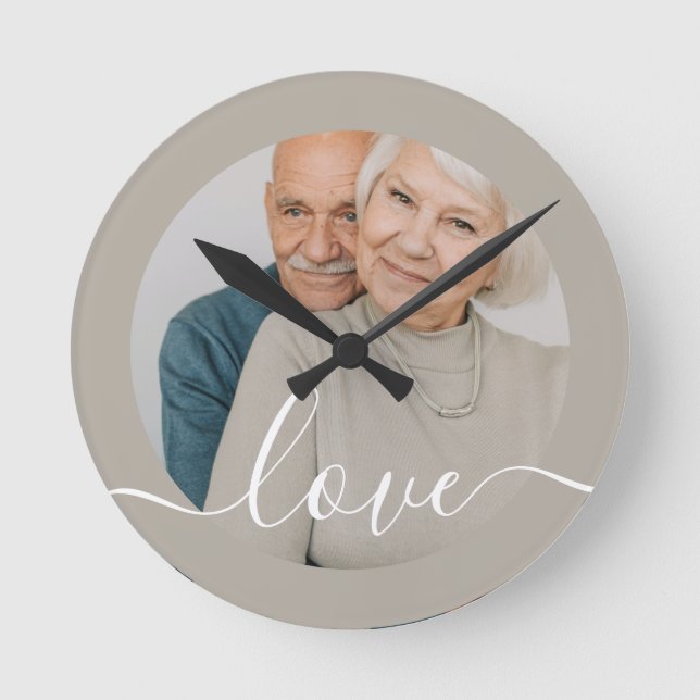 Reloj Redondo Mediano Foto personalizada y foto de texto (Anverso)