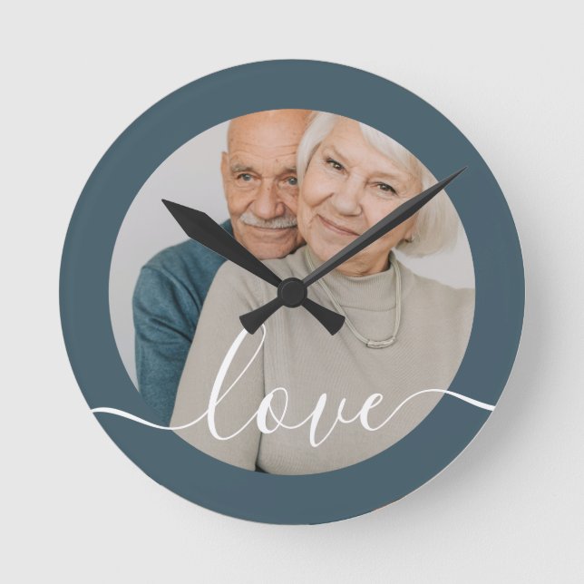 Reloj Redondo Mediano Foto personalizada y foto de texto (Anverso)