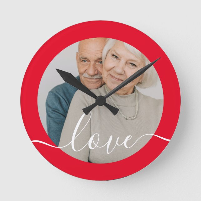 Reloj Redondo Mediano Foto personalizada y foto de texto (Anverso)