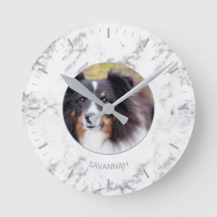 Reloj Redondo Mediano Foto y nombre de mascota personalizados: aspecto d