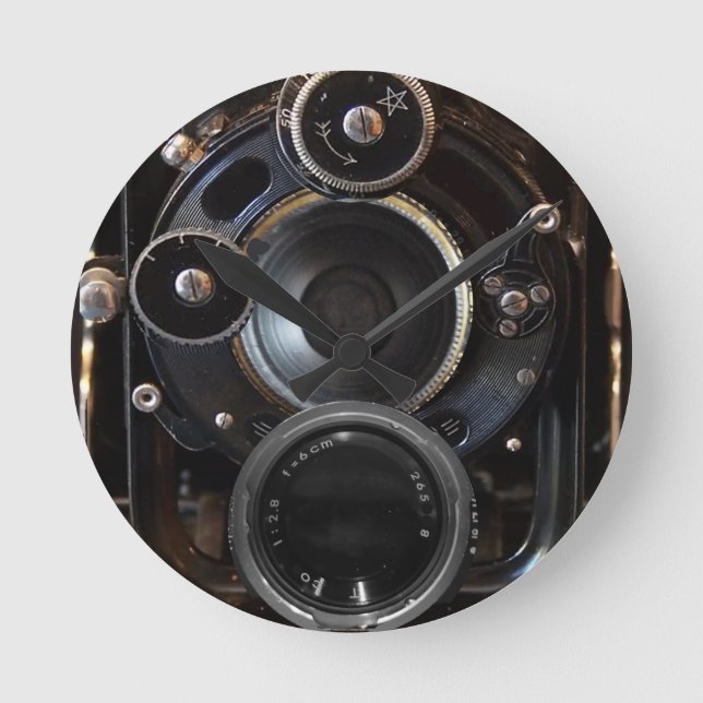 Reloj Redondo Mediano Fotografía antigua de cámara de época (Anverso)