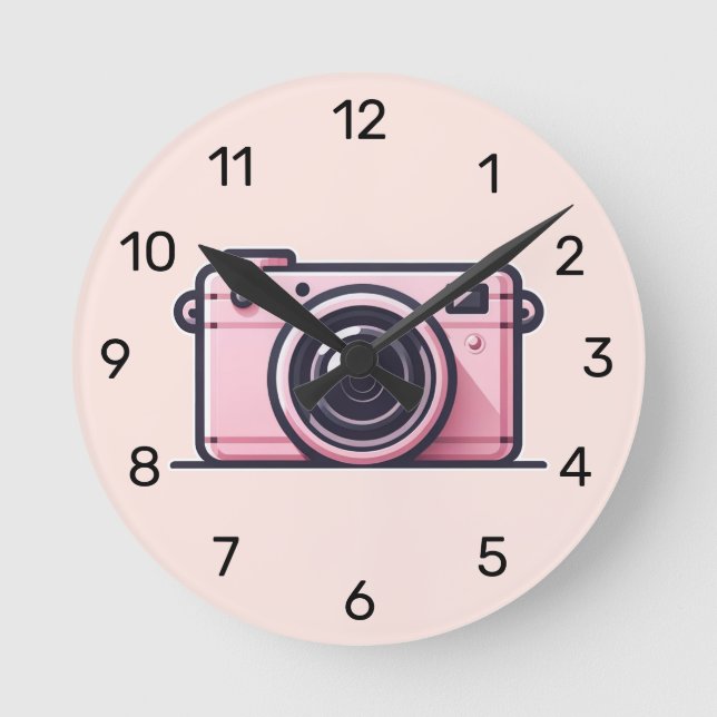 Reloj Redondo Mediano Fotografía de cámara de fotos de instantánea rosa  (Anverso)