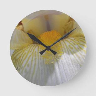 Reloj Redondo Mediano Fotografía de Flor Iris Blanca