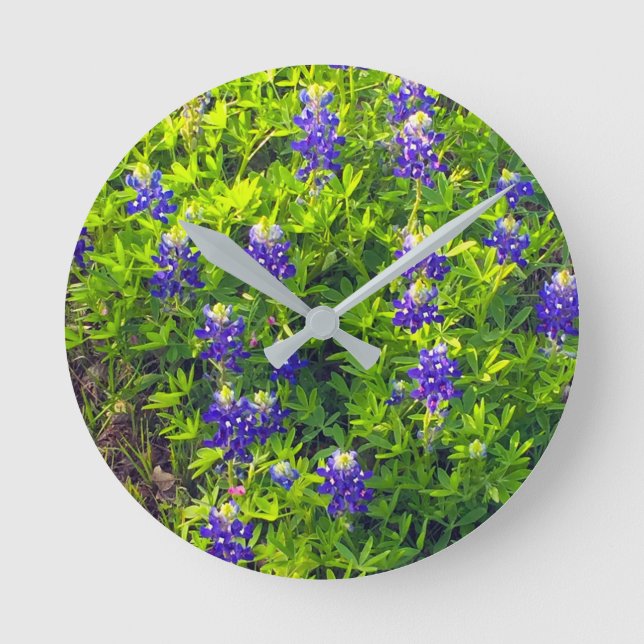 Reloj Redondo Mediano Fotografía de Flores Silvestres en Flor Estatal de (Anverso)