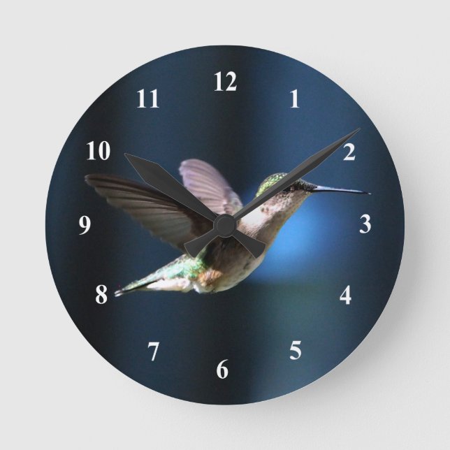 Reloj Redondo Mediano Fotografía de Hummingbird (Anverso)