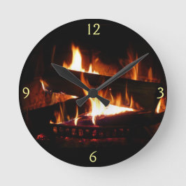 Reloj Redondo Mediano Fotografía de la escena de invierno cálida de la c