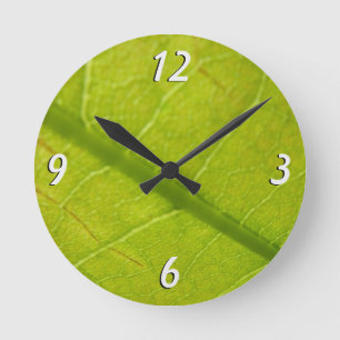 Reloj Redondo Mediano Fotografía de la naturaleza botánica de la hoja ve