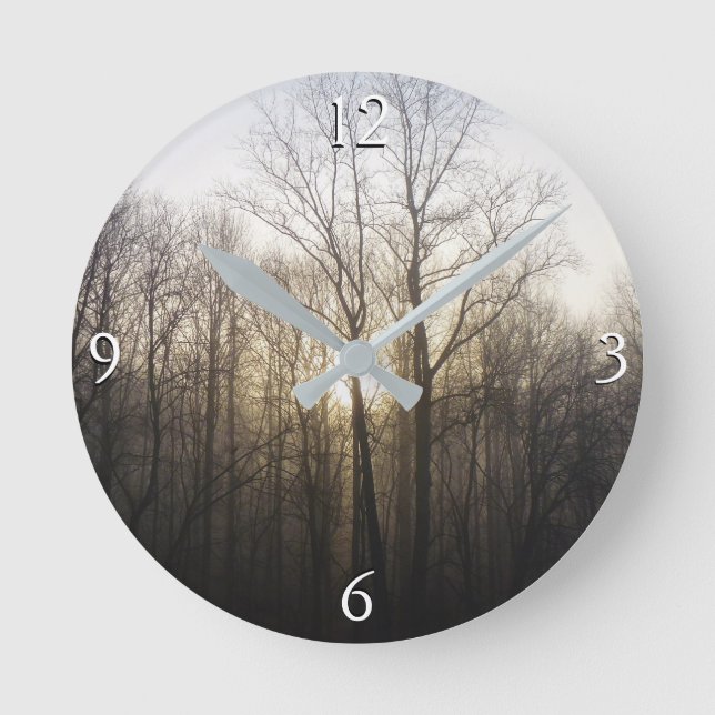 Reloj Redondo Mediano Fotografía de la naturaleza del amanecer de niebla (Anverso)