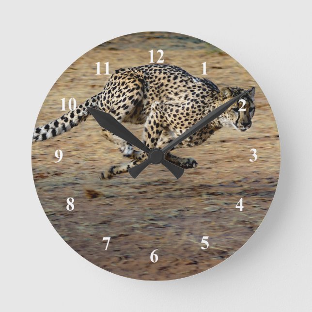 Reloj Redondo Mediano Fotografía de Wildlife Cheetah Running (Anverso)