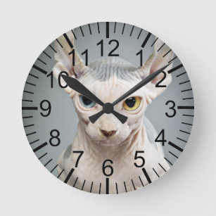 Reloj Redondo Mediano Fotografía del gato de la esfinge del duende