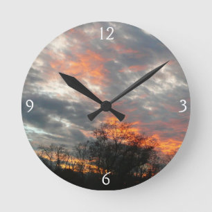 Reloj Redondo Mediano Fotografía del paisaje natural del atardecer de in