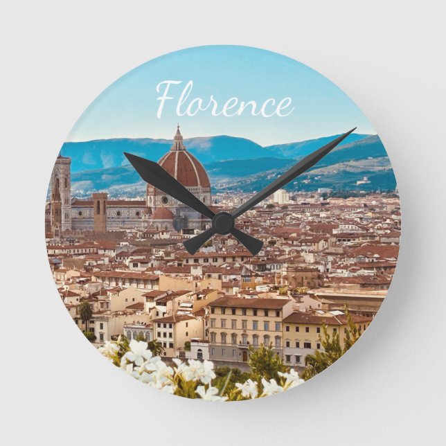 Reloj Redondo Mediano Fotografía personalizada de Florencia en Italia (Anverso)
