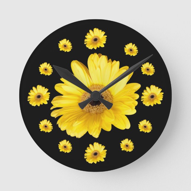 Reloj Redondo Mediano Fotografías de Yellow Gerber Daisy (Anverso)