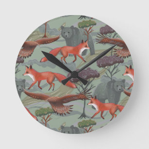 Reloj Redondo Mediano Fox y el oso verde
