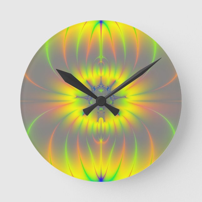 Reloj Redondo Mediano Fractal de la mitosis (Anverso)