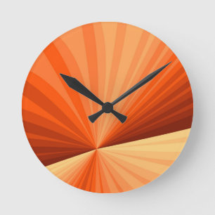 Reloj Redondo Mediano Fractal gráfico de vainilla roja, Naranja abstract