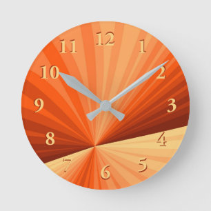 Reloj Redondo Mediano Fractal gráfico de vainilla roja, Naranja abstract