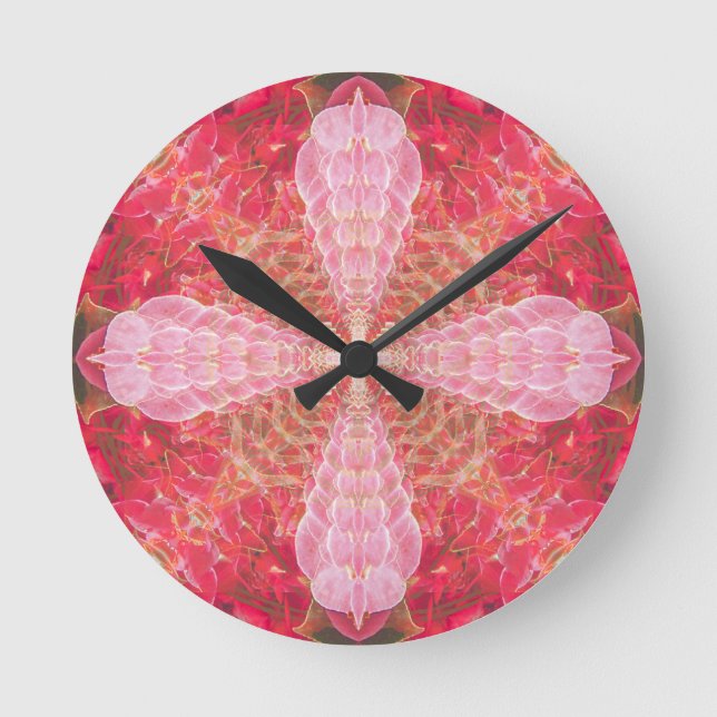 Reloj Redondo Mediano Fractal Rosa | (Anverso)