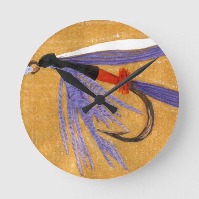 Reloj Redondo Mediano "Freight Train" fly fishing fly tying art (Anverso)