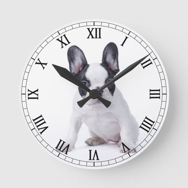 Reloj Redondo Mediano French Bulldog puppy (Anverso)