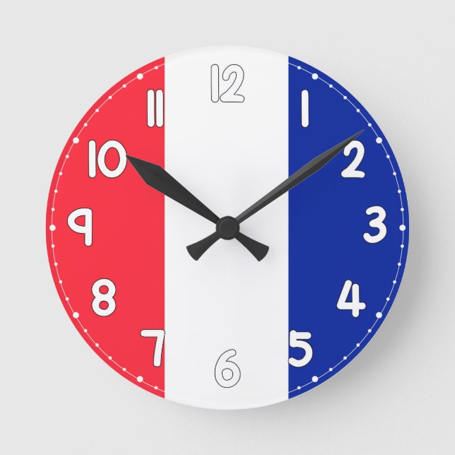 Reloj Redondo Mediano French Flag Wall Clock - Flag of France (Anverso)