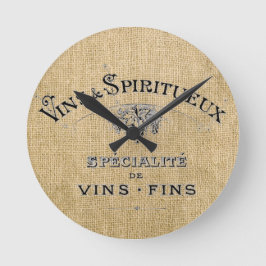 Reloj Redondo Mediano French Wine on Burlap