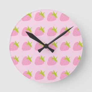 Reloj Redondo Mediano Fresas rosadas