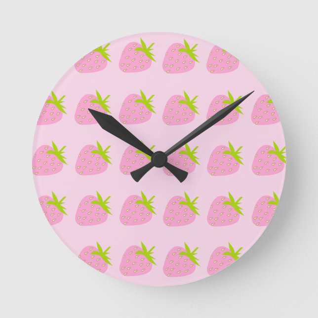 Reloj Redondo Mediano Fresas rosadas (Anverso)